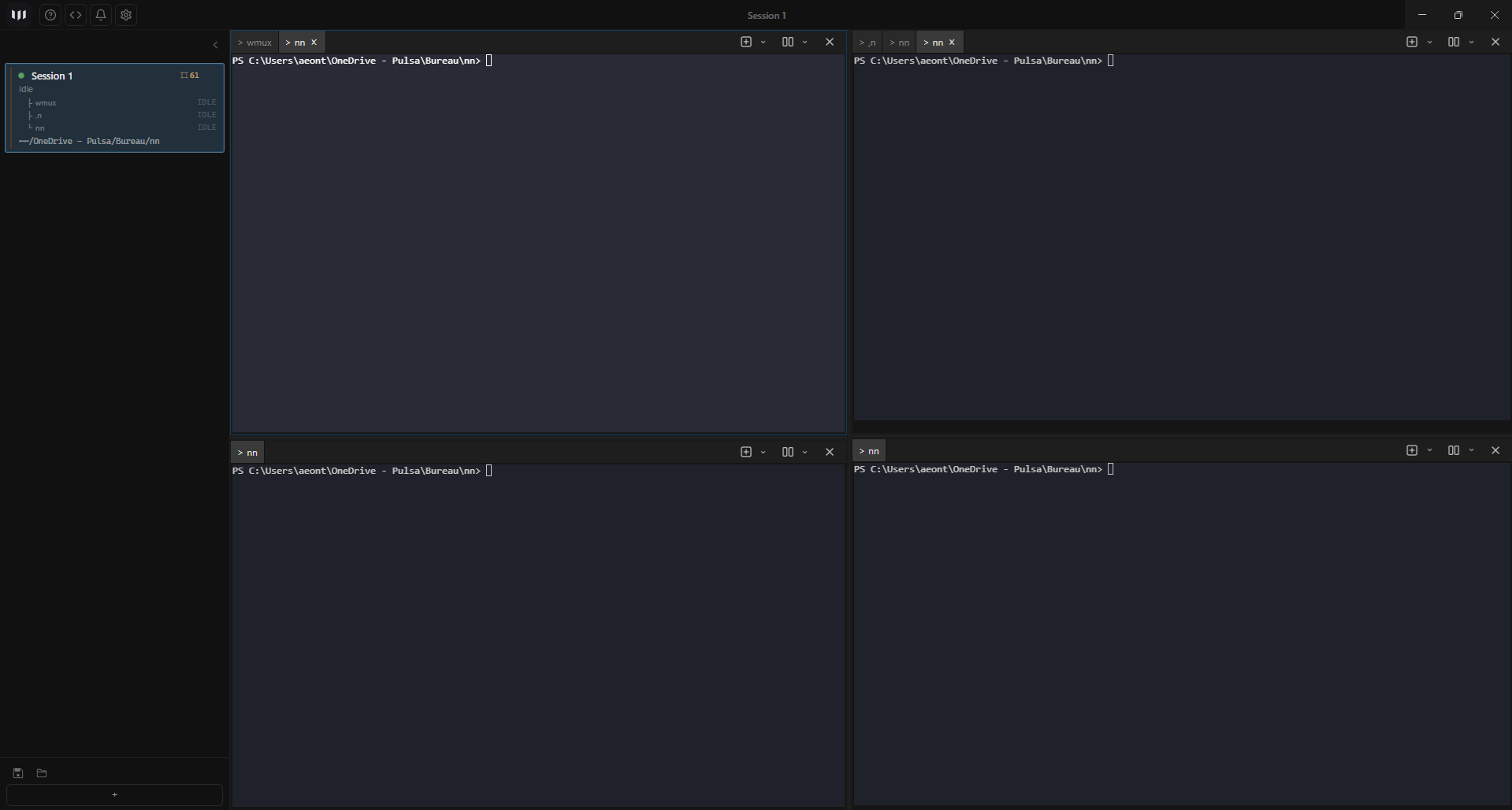 wmux — split terminal panes with the agent session sidebar